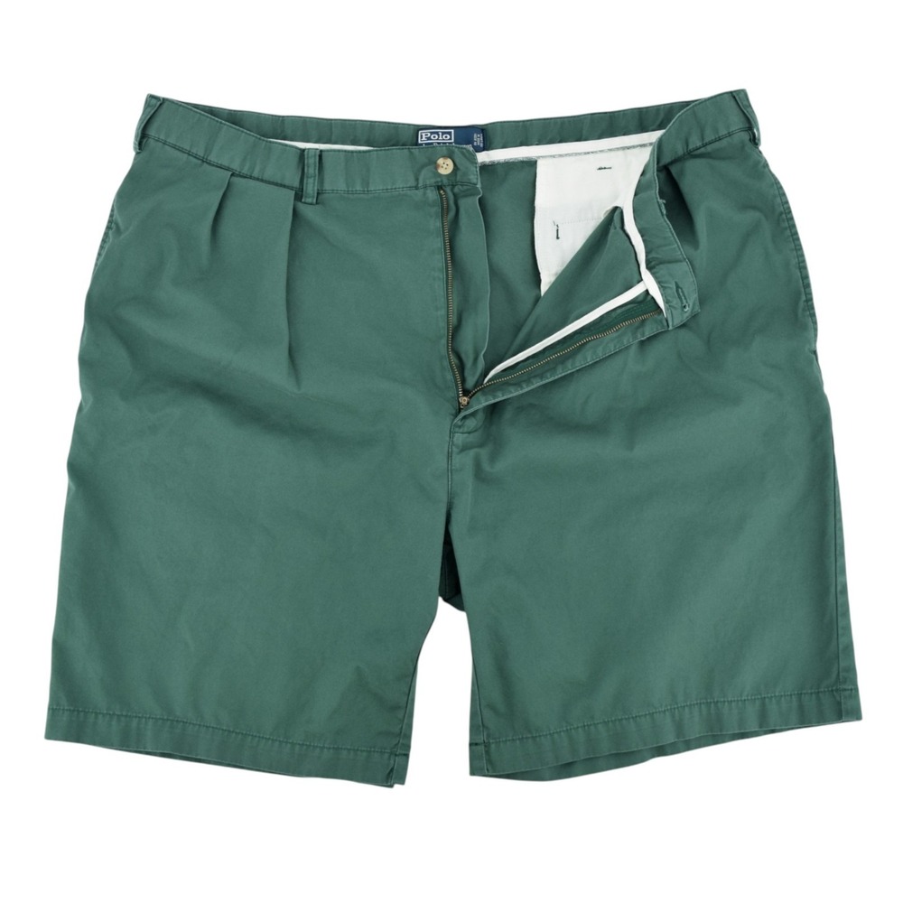 Polo Ralph Lauren Men's Sz 44B Big & Tall Tyler Short Green Pleated Chino Shorts